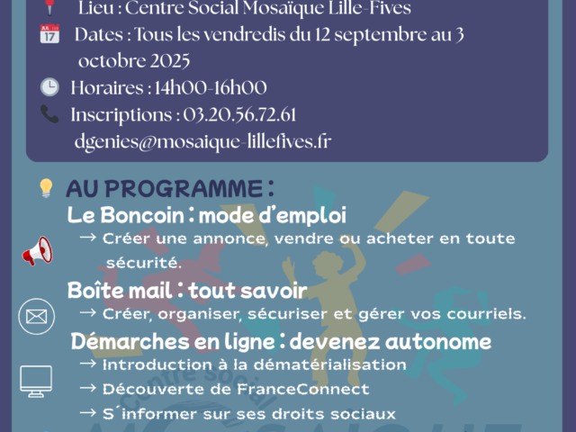 Ateliers numériques pour Adultes organisés tous les vendredis après-midi du 12 septembre au 3 octobre 2025 – Venez nombreux !!
