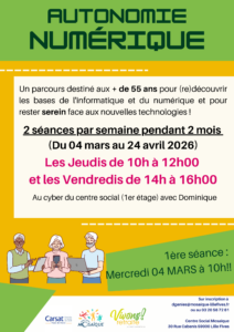 Lire la suite à propos de l’article A partir du 04 mars 2026 démarre un parcours destiné aux + de 55 ans pour (re)découvrir les bases de l&rsquo;informatique et du numérique !