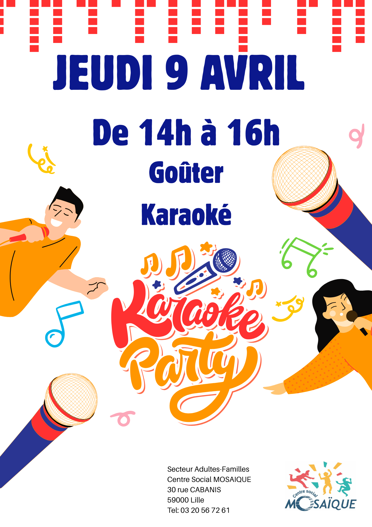 Lire la suite à propos de l’article Karaoké organisé le 09 avril 2026 – Venez nombreux !