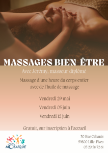 Lire la suite à propos de l’article Nouvelles dates pour les réservations « MASSAGES BIEN-ÊTRE »
