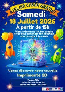 Lire la suite à propos de l’article Quartiers d’été 2026 – Le stand Cyber vous attend !
